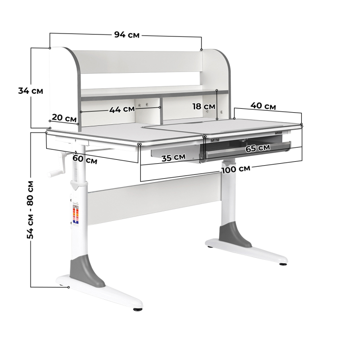 Характеристики Растущая парта Anatomica Study-100 Lux